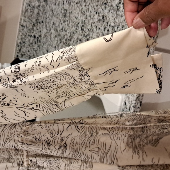 🇺🇸 H&M NWTs Evening Party Dress Maxi V-neck Tie Waist Side Slit Shiny LS - Picture 10 of 12